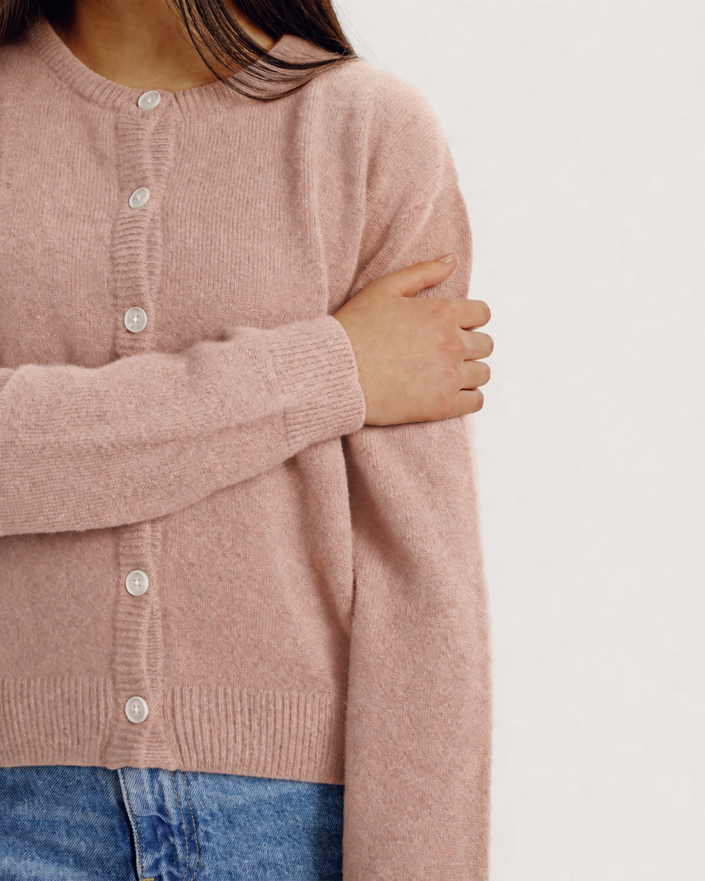 POPPY LAMBSWOOL CARDIGAN - DUSTY PINK