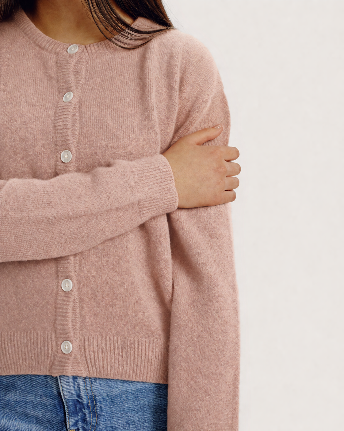 POPPY LAMBSWOOL CARDIGAN - DUSTY PINK