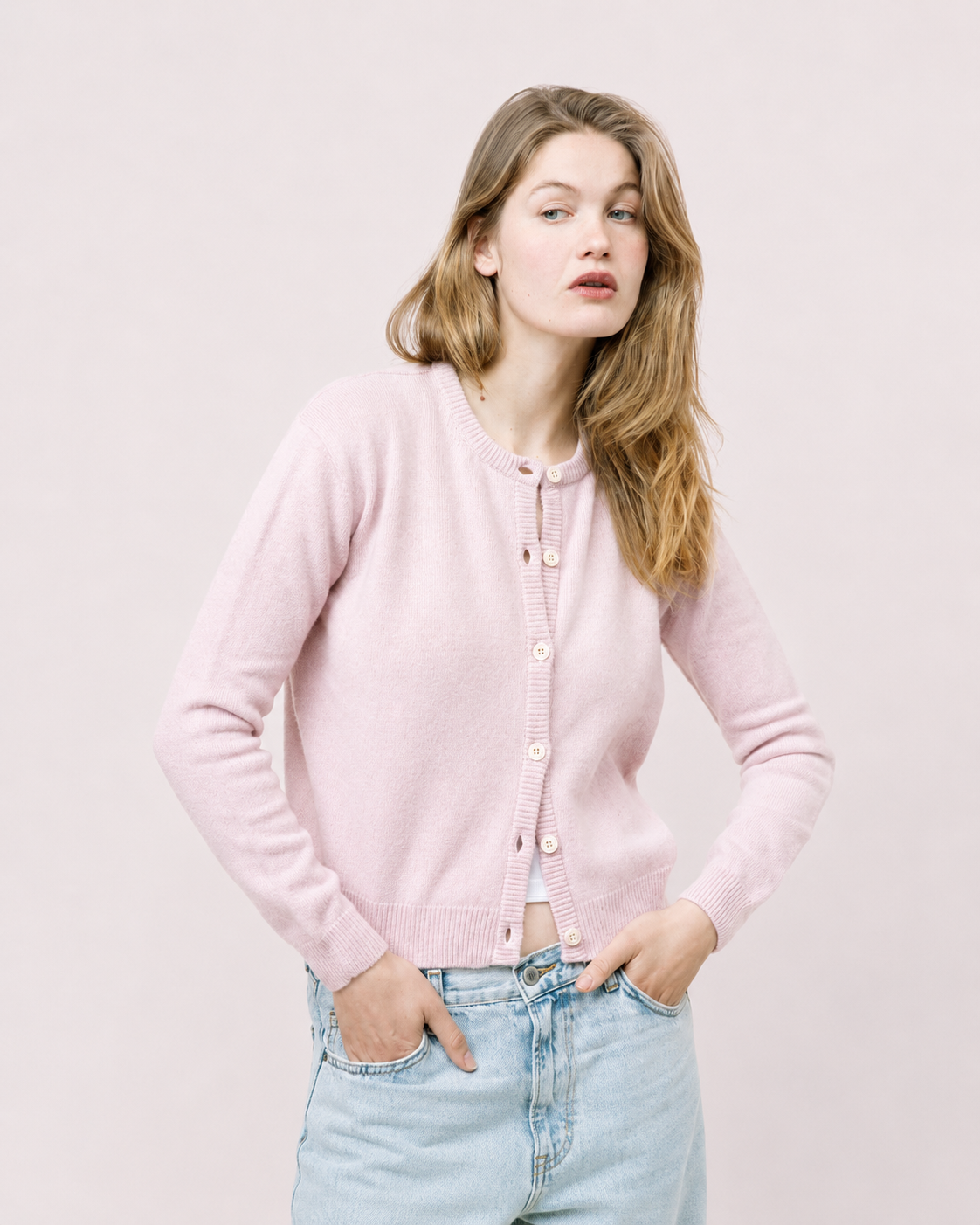 POPPY LAMBSWOOL CARDIGAN - DUSTY PINK