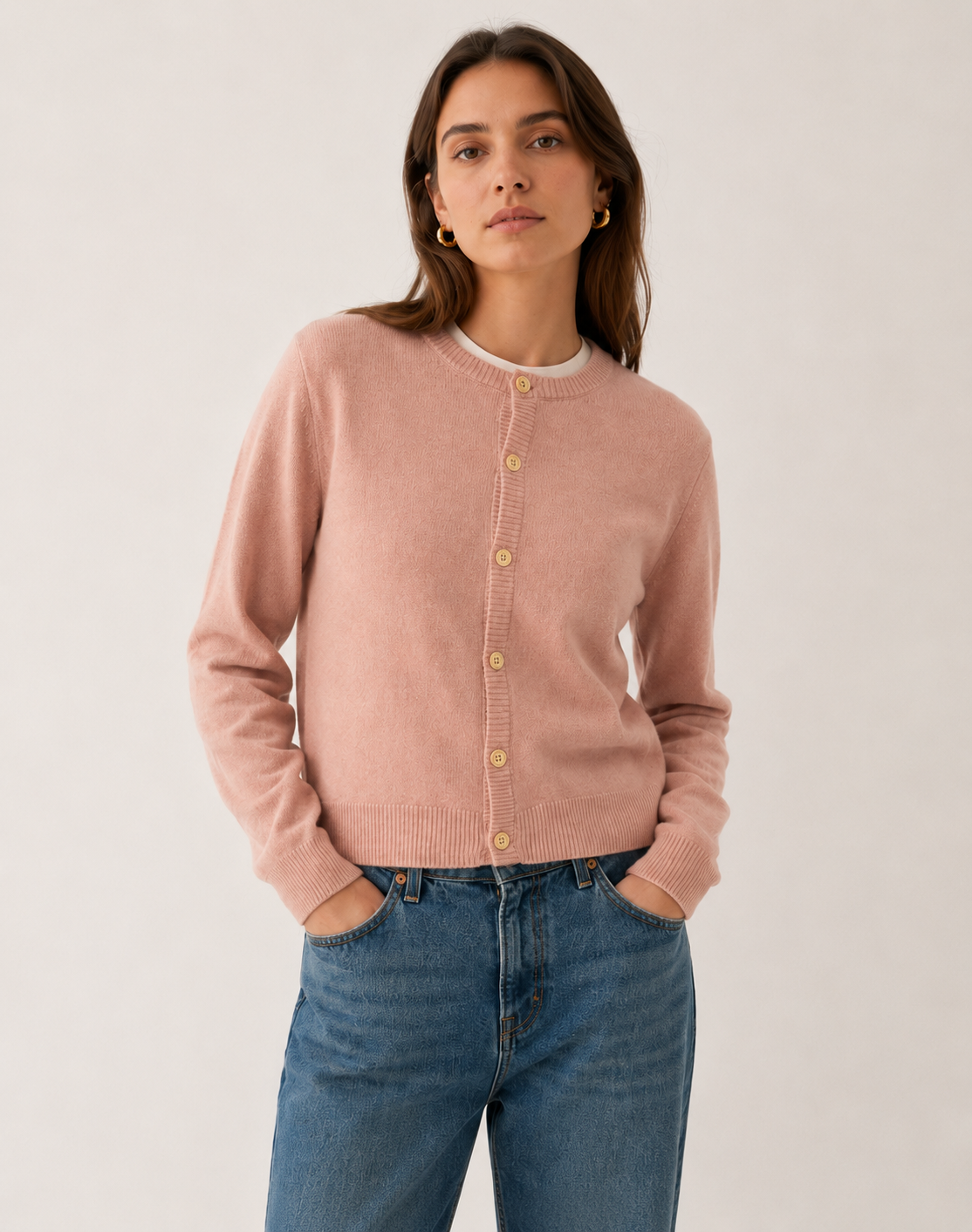 POPPY LAMBSWOOL CARDIGAN - DUSTY PINK